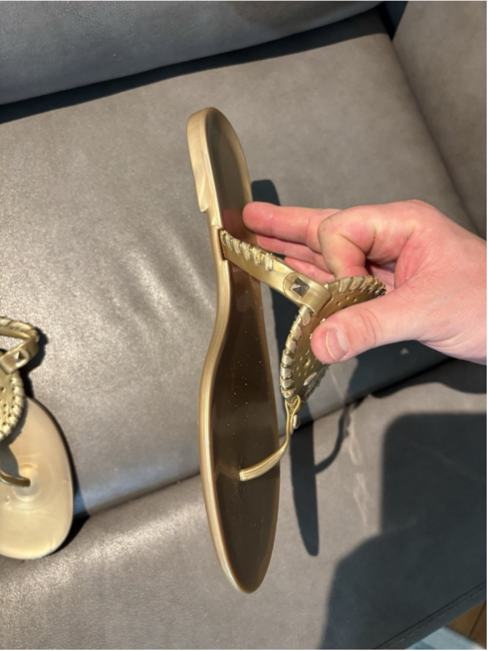 Jack Rogers Georgica Women Size 9 Gold Thong Jelly Flip Flop Sandals - Picture 5 of 10